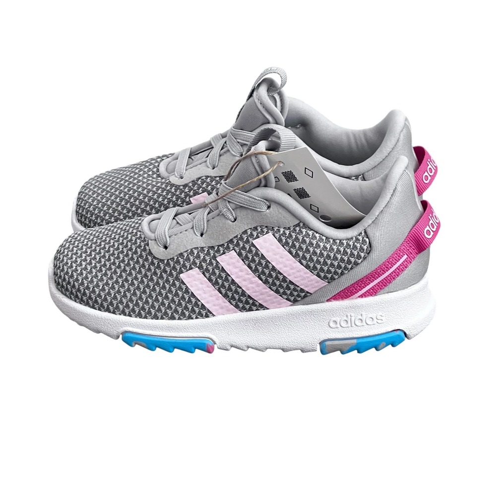 Adidas Racer TR 2.0 I Toddler Sneakers Girls Grey Pink GV7867 Size 10K Shoes New - Picture 3 of 11
